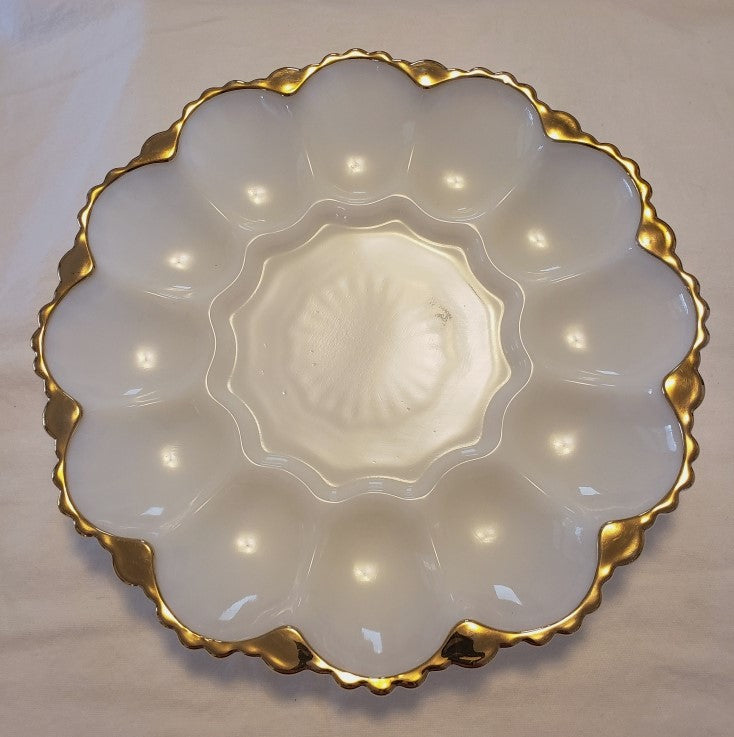 Anchor Hocking Milk Glass Deviled Egg Plate