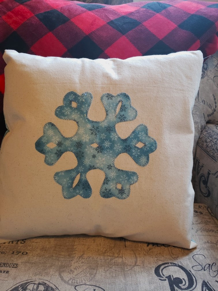 Sparkly Blue 16" Christmas Pillow Cover