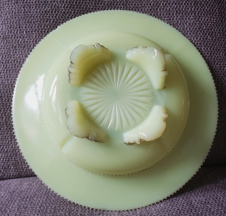 EAPG Tarentum "Georgia Gem" Uranium Glass Butter Dish