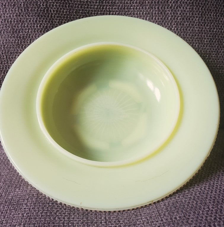 EAPG Tarentum "Georgia Gem" Uranium Glass Butter Dish