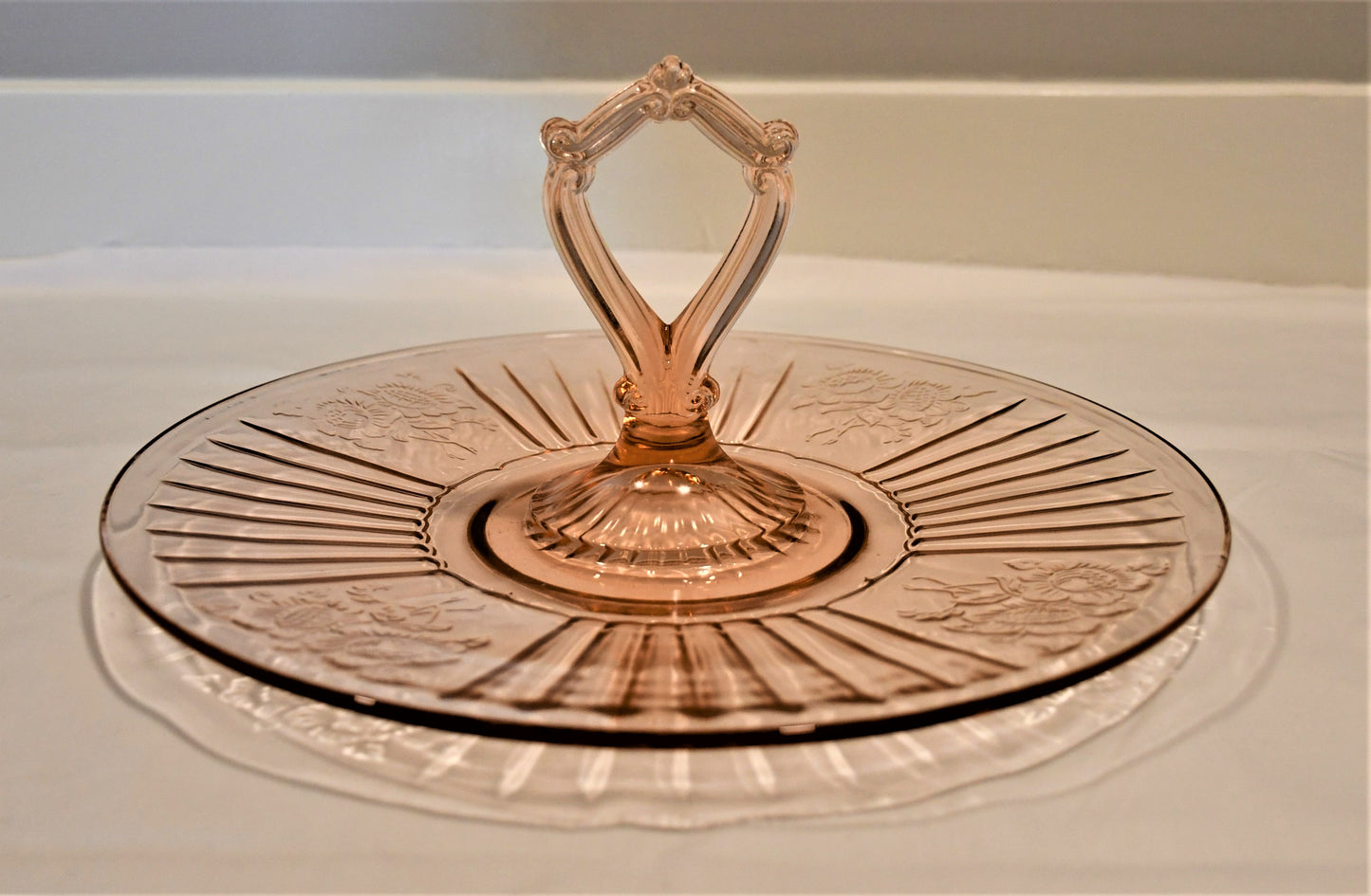 Anchor Hocking "Mayfair Open Rose" Serving Tray w/Handle