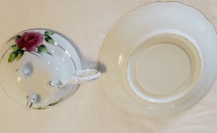 Wales Japan Teal w/Pink flower Tea Cup and Saucer
