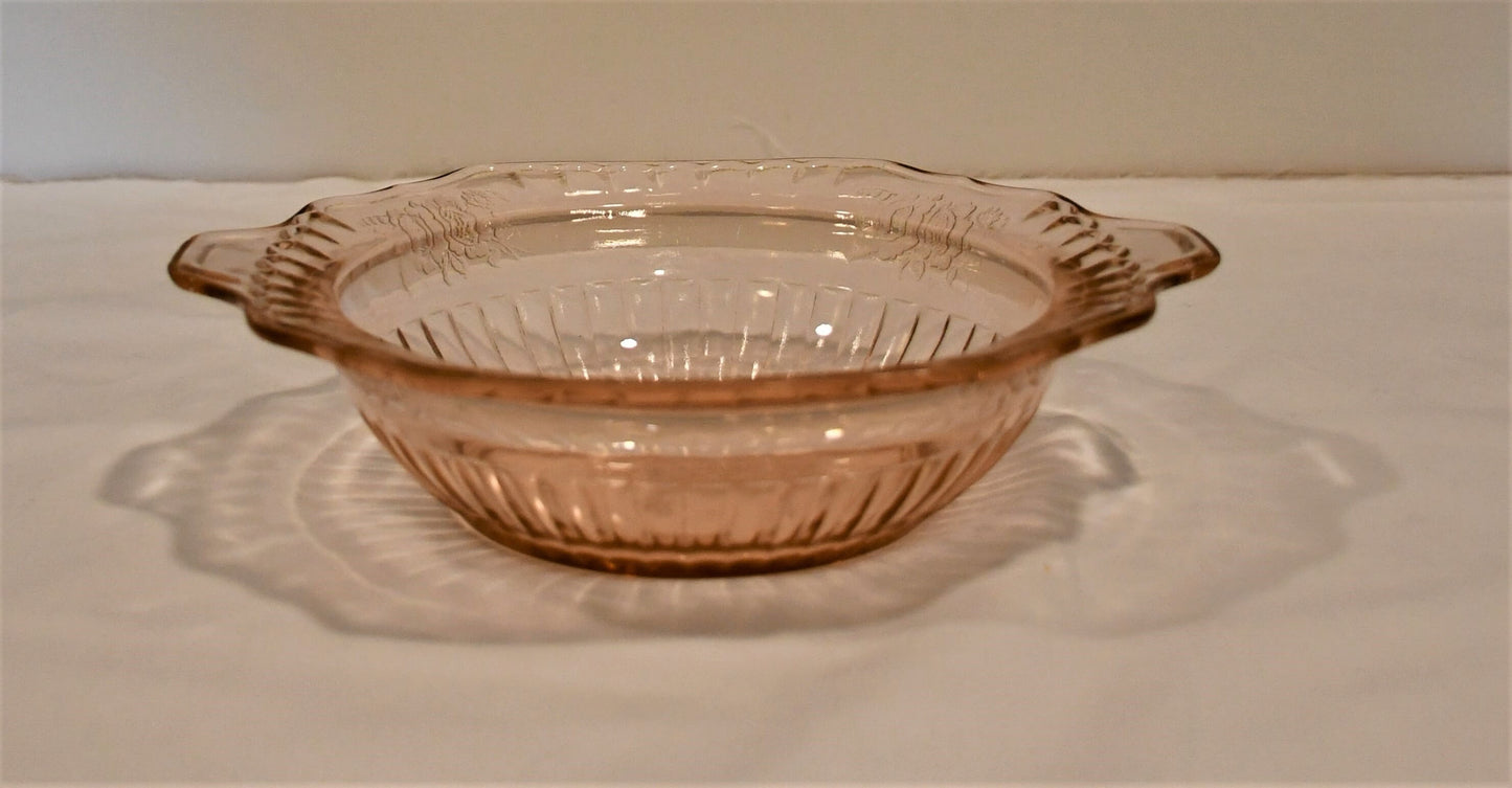 Anchor Hocking "Mayfair Open Rose" Pink Square Cereal Bowl