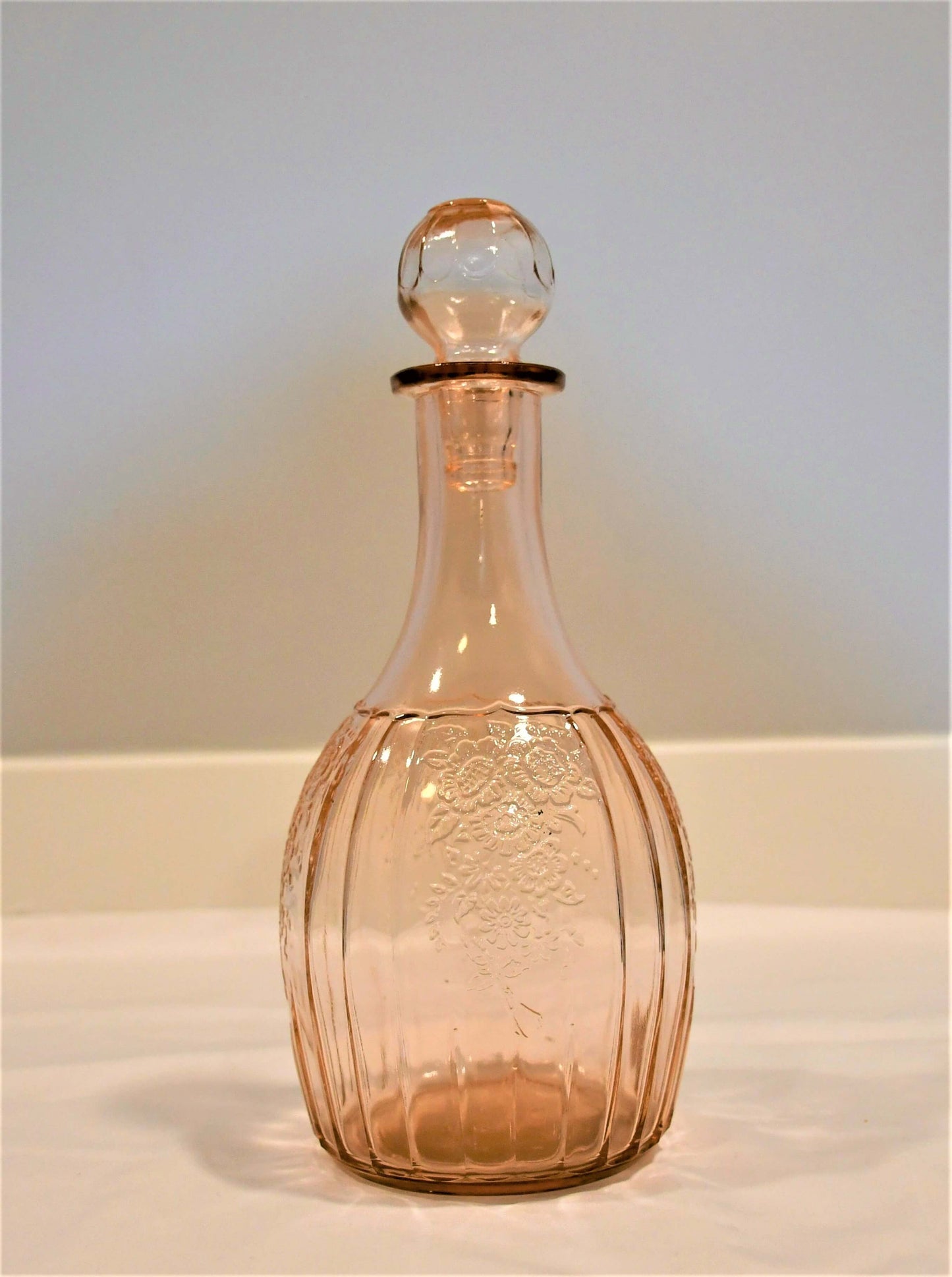Anchor Hocking "Mayfair Open Rose" Pink Decanter
