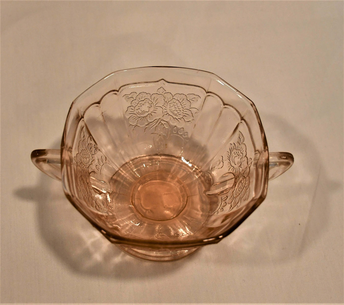 Anchor Hocking "Mayfair Open Rose" Pink Sugar Bowl