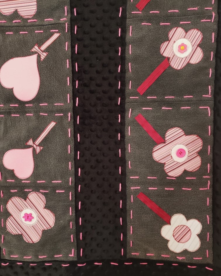 Black and Pink Baby Quilt