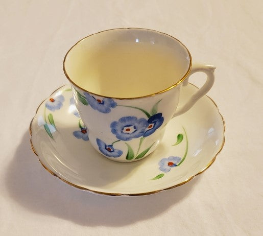 Coclough Blue Pansy Tea Cup and Saucer Set