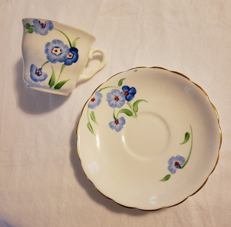 Coclough Blue Pansy Tea Cup and Saucer Set