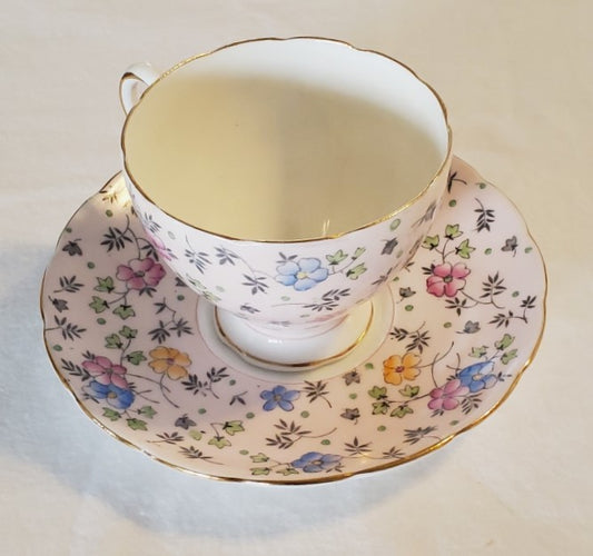 Foley China "Pink Chintz" Tea Cup and Saucer