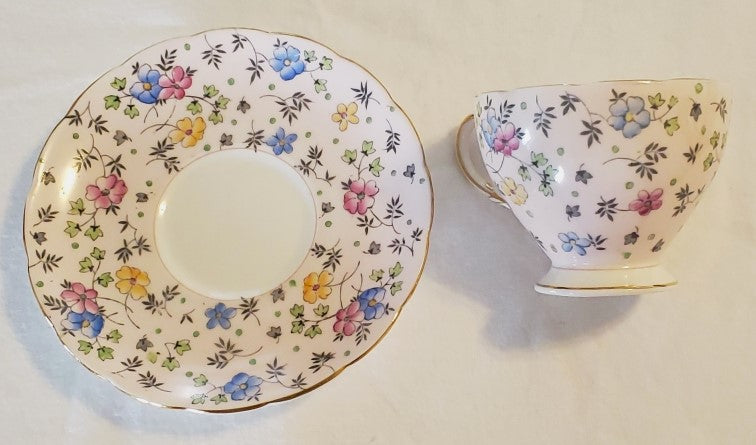 Foley China "Pink Chintz" Tea Cup and Saucer