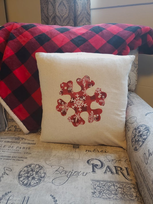 Plaid Snowflake 16" pillow cover