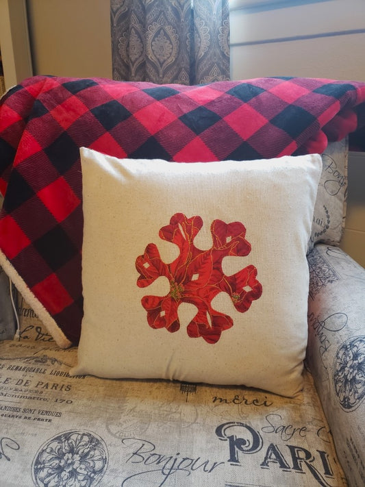 Poinsettia Christmas 16" Pillow Cover