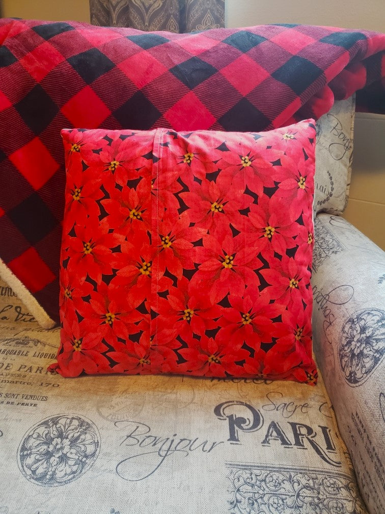 Poinsettia Christmas 16" Pillow Cover