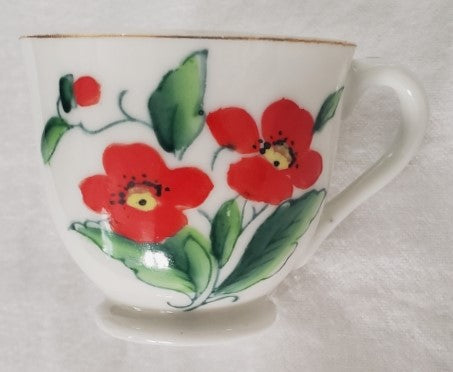 Japanese Demitasse Red Poppies Tea Cup