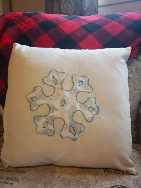 Blue and Silver Christmas Pillow Cover