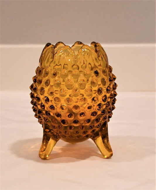 Fenton Amber "Hobnail" Rose Bowl