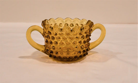 Fenton Amber "Hobnail" Sugar Bowl