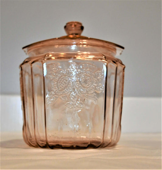 Anchor Hocking "Mayfair Open Rose" Pink Canister