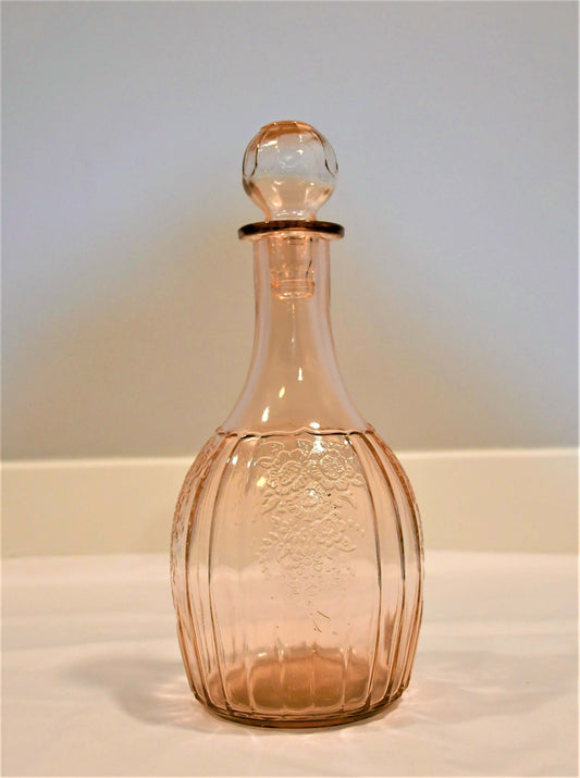 Anchor Hocking "Mayfair Open Rose" Pink Decanter