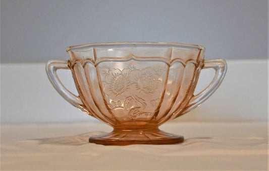 Anchor Hocking "Mayfair Open Rose" Pink Sugar Bowl